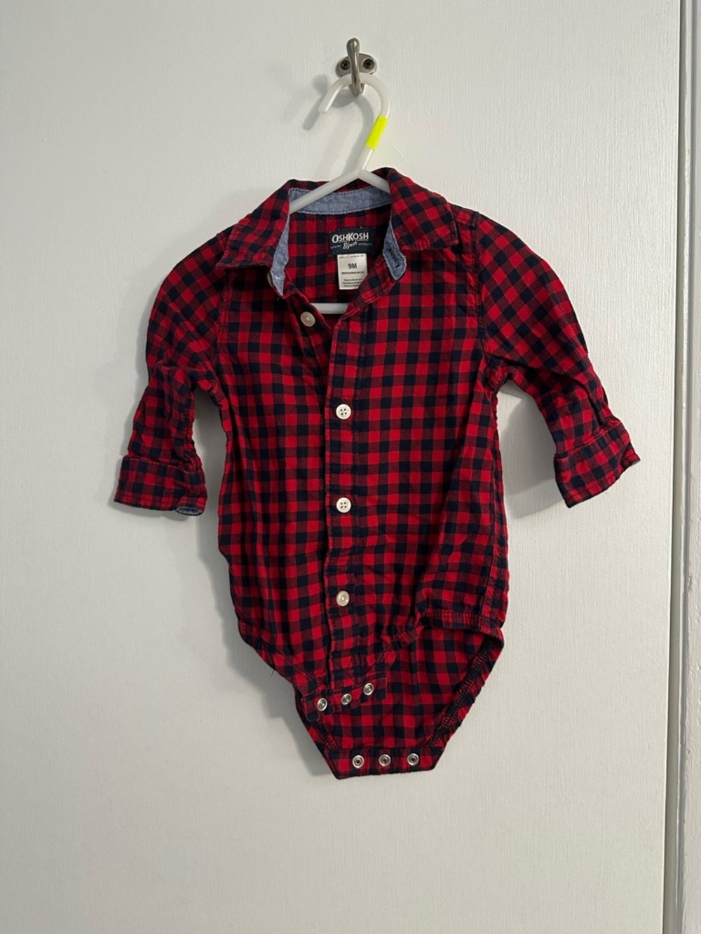 OshKosh B'gosh Red and Black Buffalo Plaid Shirt Bodysuit